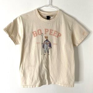 Gildan Cream Bo Peep Graphic Tee Crew Neck Vintage Inspired Cute